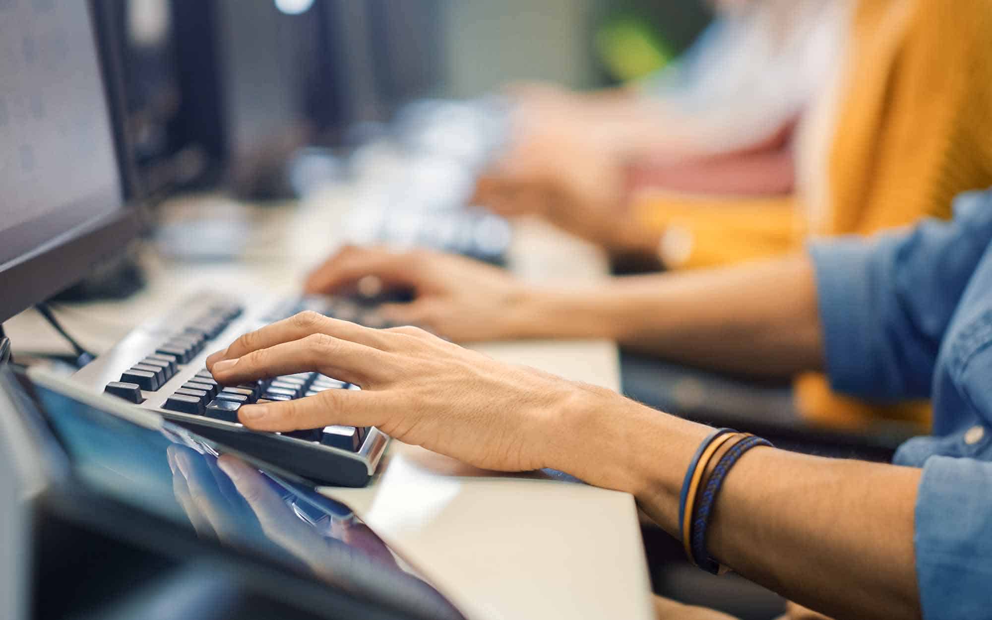 Staff Members Work on Computers