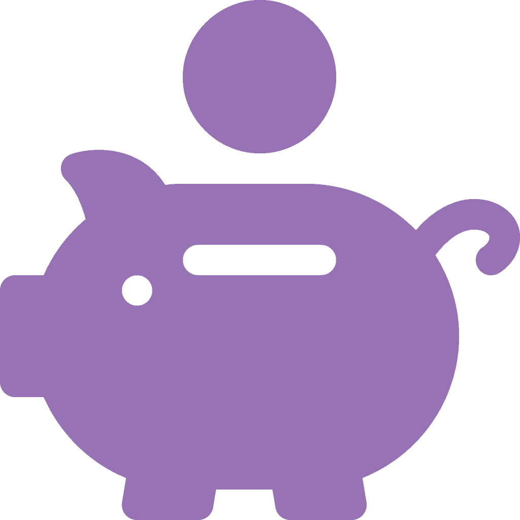 Purple Icon of Piggy Bank