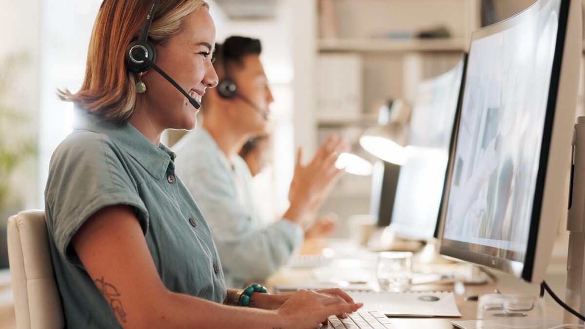 Worker on call while using computer