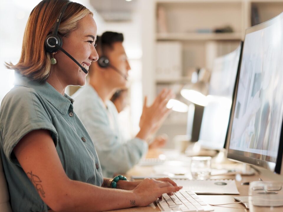 Worker on call while using computer